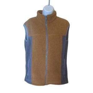 ---  Brown and Blue Outdoor Fleece Zip Up Vest Size Small